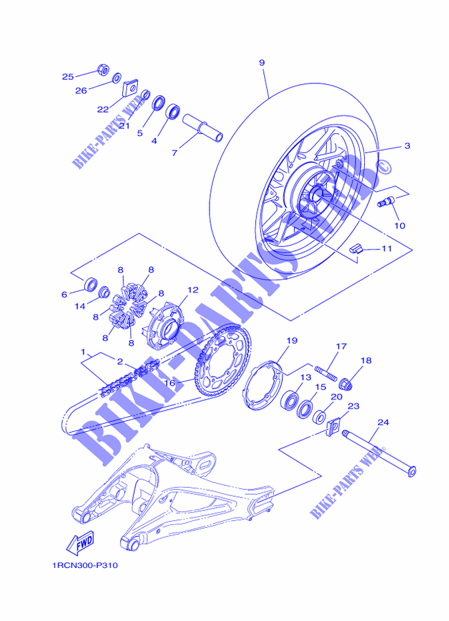 ROUE ARRIERE pour Yamaha MT-09 TRACER ABS de 2015