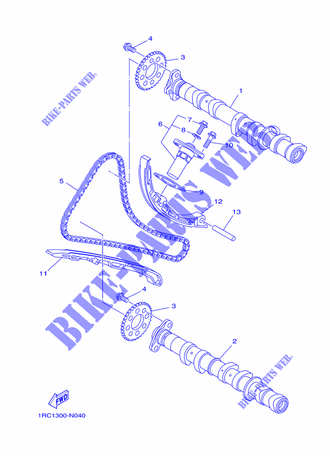 ARBRE A CAMES / CHAINE DE DISTRIBUTION pour Yamaha MT-09 TRACER ABS RACE BLUE de 2015