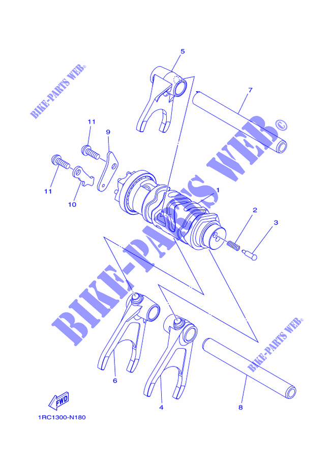 BARILLET DE SELECTION / FOURCHETTES pour Yamaha MT-09 TRACER ABS RACE BLUE de 2015