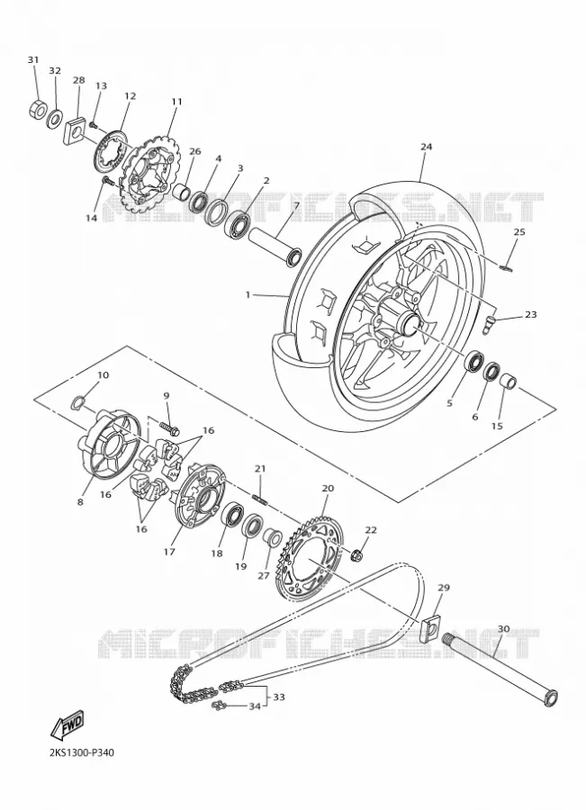 ROUE ARRIERE Yamaha MOTO 1000 2015 R1M  YZF-R1M