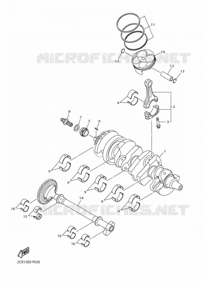 VILEBREQUIN / PISTON Yamaha MOTO 1000 2015 R1M  YZF-R1M