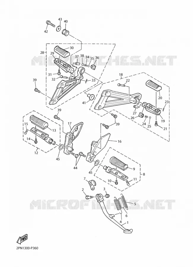 SUPPORT / REPOSE PIEDS Yamaha MOTO 1300 2015 XJR  XJR1300C