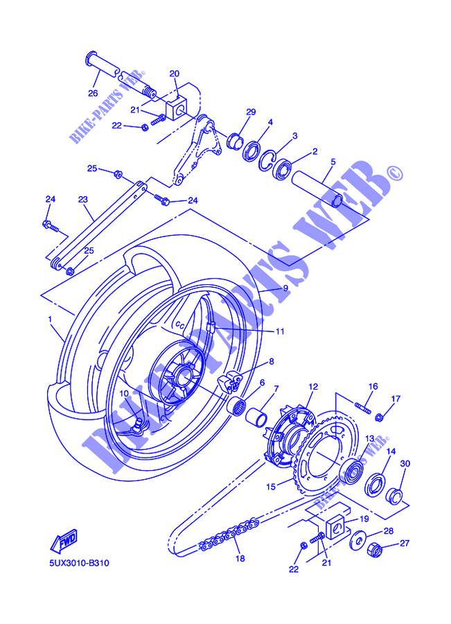 ROUE ARRIERE pour Yamaha XJR1300C de 2015
