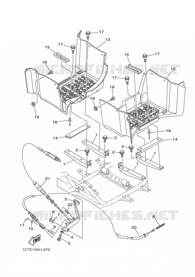 SUPPORT / REPOSE PIEDS Yamaha QUAD 450 2016 GRIZZLY  YFM450FWAYFM45GDXG