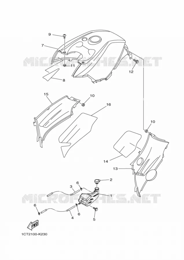 COUVERCLE LATERAL Yamaha QUAD 450 2016 GRIZZLY  YFM450FWAYFM45GDXG
