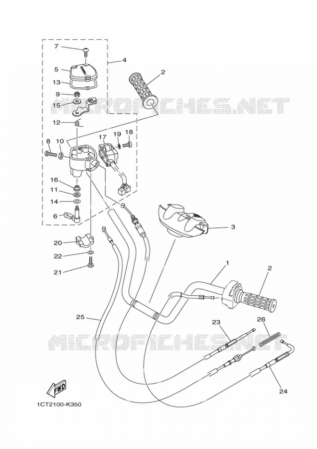 GUIDON ET CABLES Yamaha QUAD 450 2016 GRIZZLY  YFM450FWADYFM45GPXG