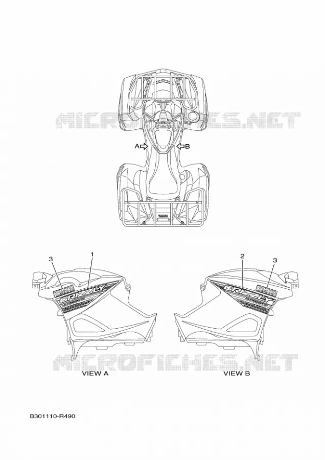 EMBLEME Yamaha QUAD 700 2016 GRIZZLY  YFM700FWAYFM70GDXG