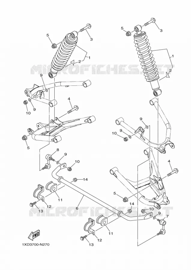 AMORTISSEUR ARRIERE Yamaha SIDE BY SIDE 700 2014 VIKING  YXM700EYXM700PHE