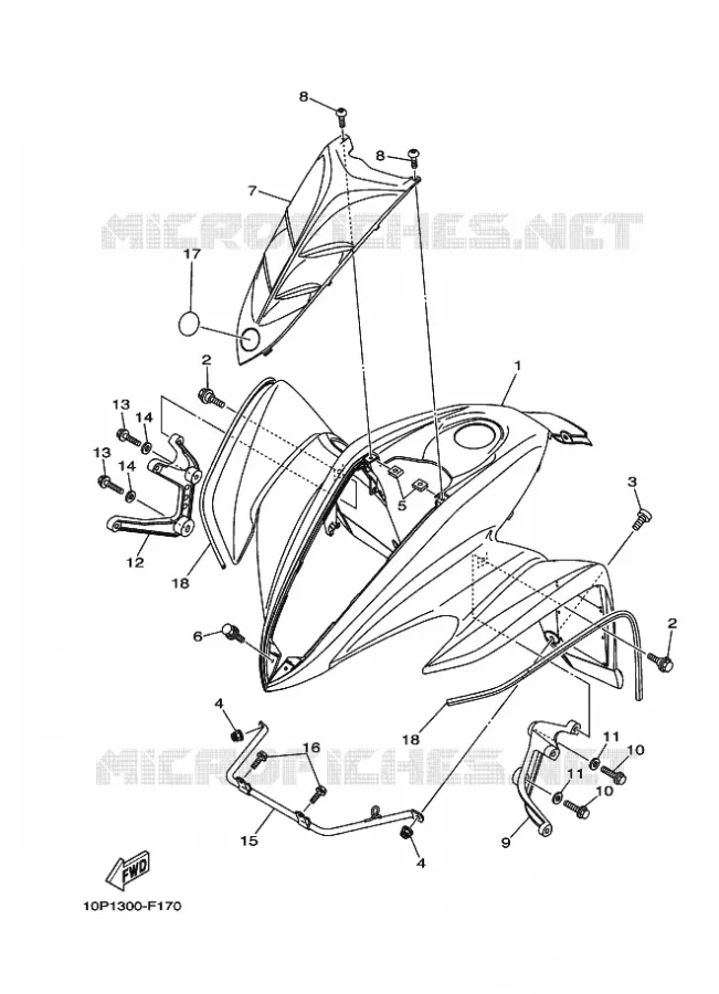 GARDE BOUE AVANT Yamaha QUAD 350 2007 RAPTOR  YFM350R