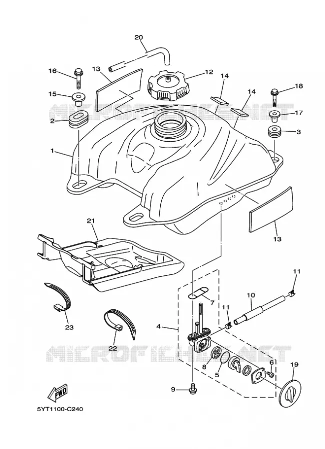 RESERVOIR A ESSENCE Yamaha QUAD 350 2007 RAPTOR  YFM350R