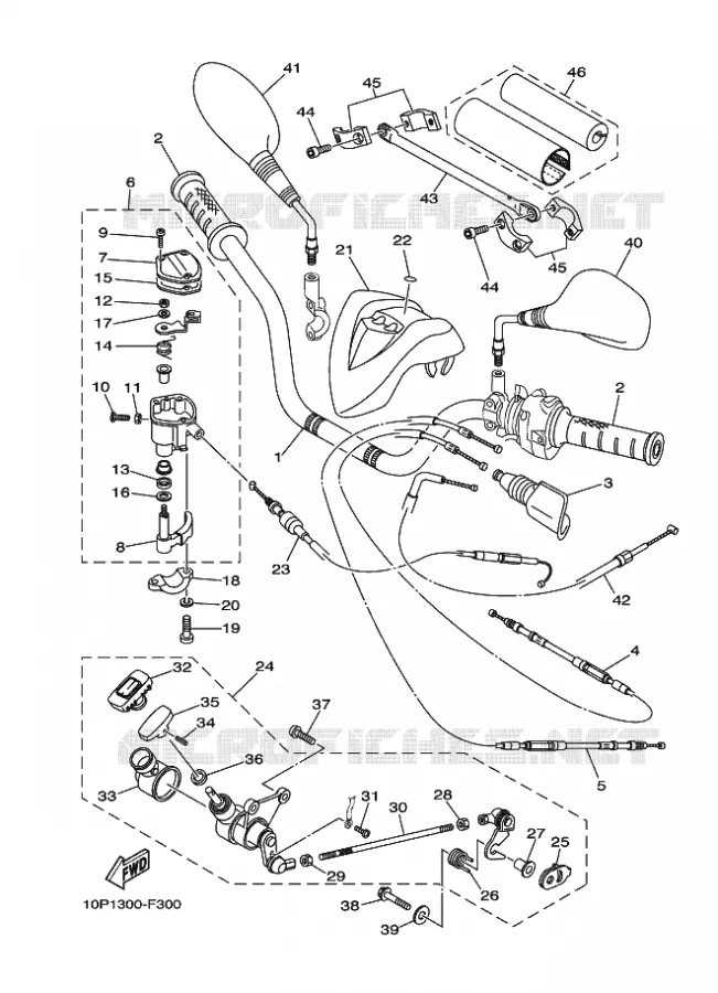 GUIDON ET CABLES Yamaha QUAD 350 2009 RAPTOR  YFM350R