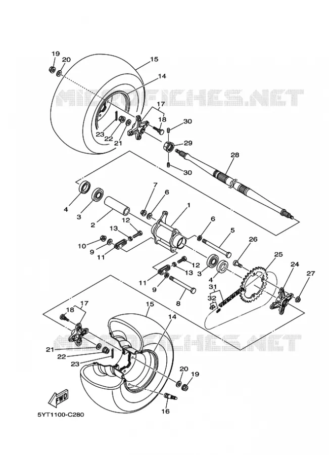 ROUE ARRIERE Yamaha QUAD 350 2009 RAPTOR  YFM350R
