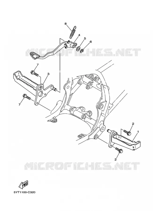 SUPPORT / REPOSE PIEDS Yamaha QUAD 350 2009 RAPTOR  YFM350R