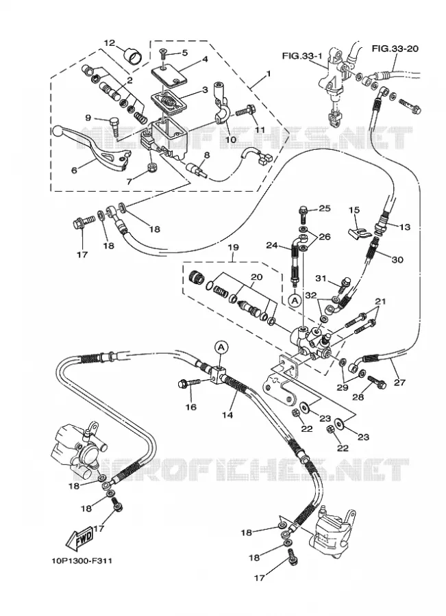 MAITRE CYLINDRE DE FREIN AVANT Yamaha QUAD 350 2011 RAPTOR  YFM350R