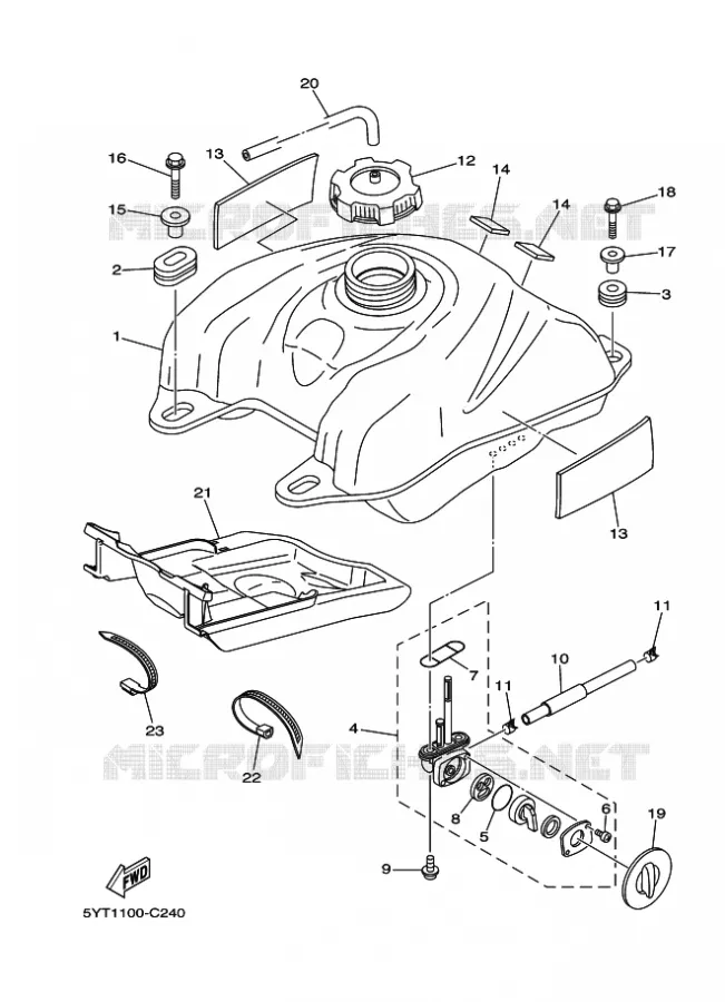 RESERVOIR A ESSENCE Yamaha QUAD 350 2011 RAPTOR  YFM350R