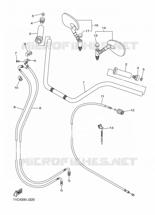 GUIDON ET CABLES Yamaha MOTO 1300 2016 XVS  XVS1300A