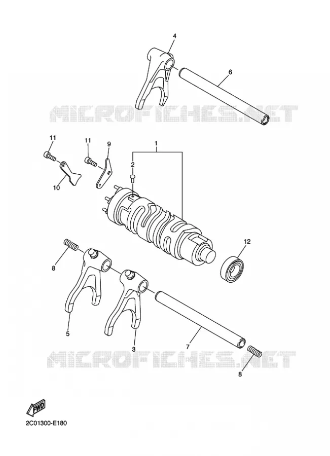 BARILLET DE SELECTION / FOURCHETTES Yamaha MOTO 600 2010 R6  YZF-R6