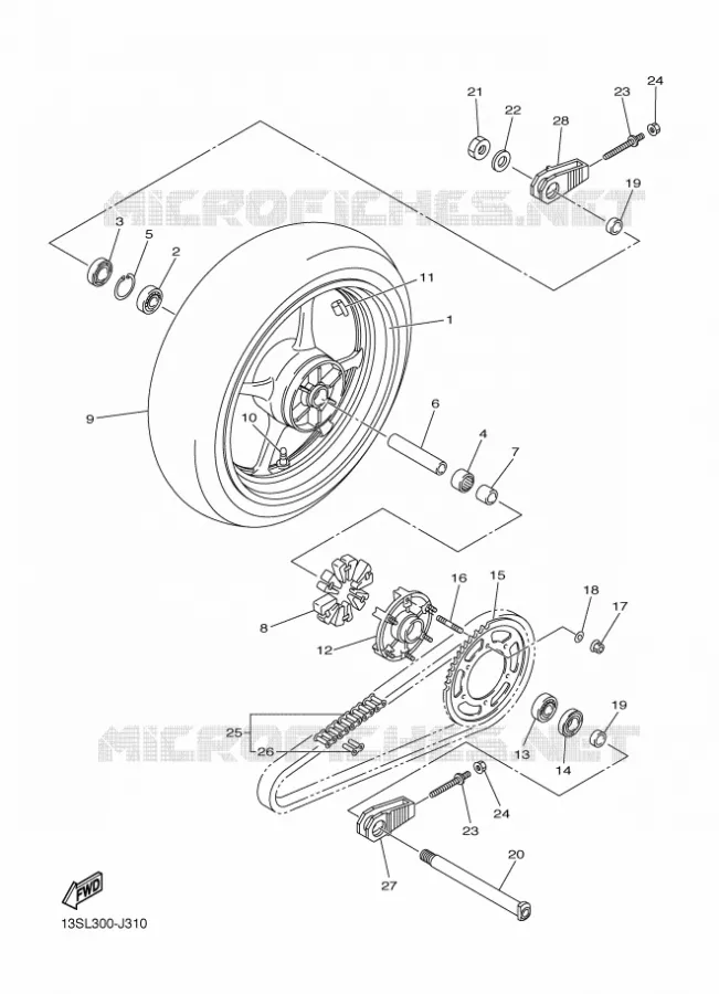 ROUE ARRIERE Yamaha MOTO 600 2010 R6  YZF-R6