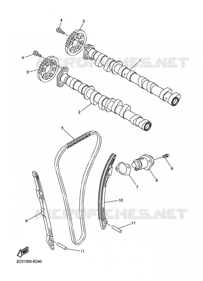 ARBRE A CAMES / CHAINE DE DISTRIBUTION Yamaha MOTO 600 2010 R6  YZF-R6