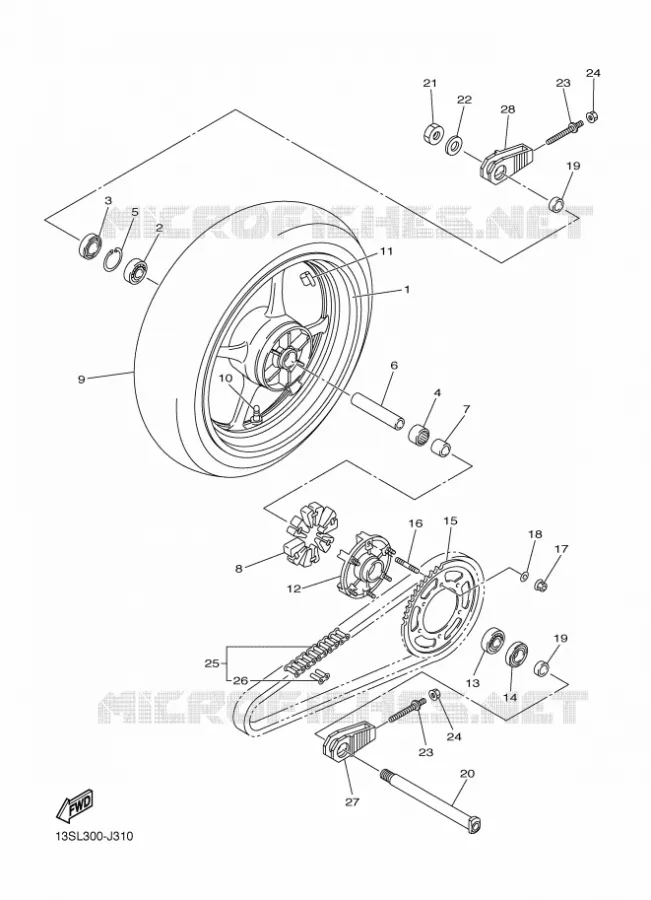 ROUE ARRIERE Yamaha MOTO 600 2011 R6  YZF-R6