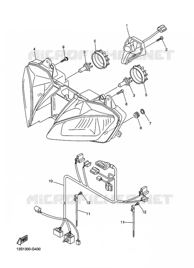 PHARE  Yamaha MOTO 600 2011 R6  YZF-R6