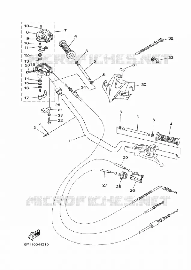 GUIDON ET CABLES Yamaha QUAD 450 2010 YFZ  YFZ450R