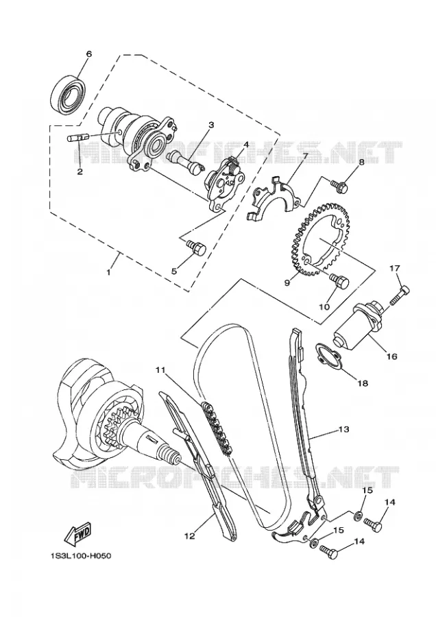 ARBRE A CAMES / CHAINE DE DISTRIBUTION Yamaha QUAD 700 2011 RAPTOR  YFM700R