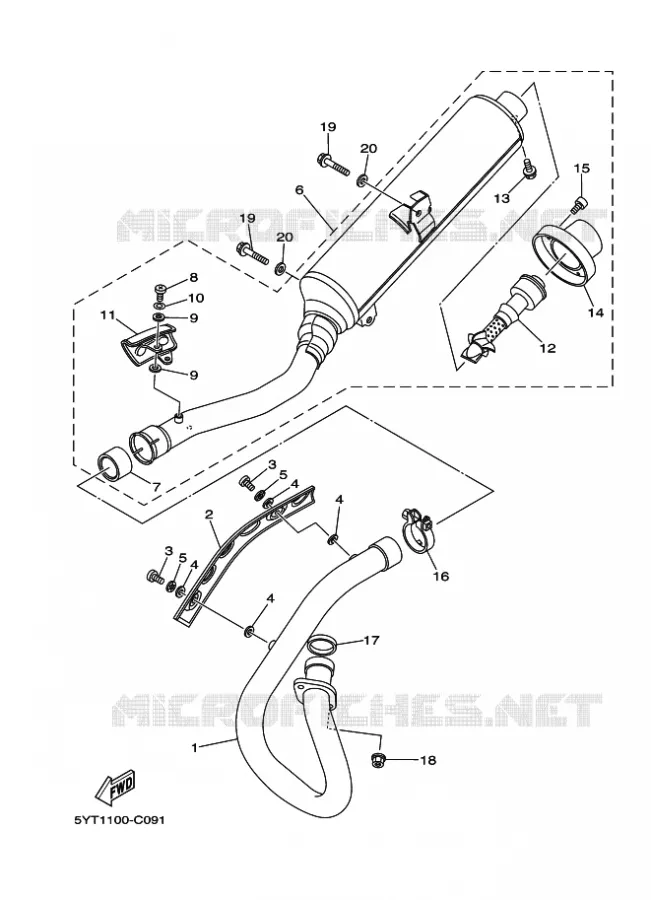 ECHAPPEMENT Yamaha QUAD 350 2010 RAPTOR  YFM350