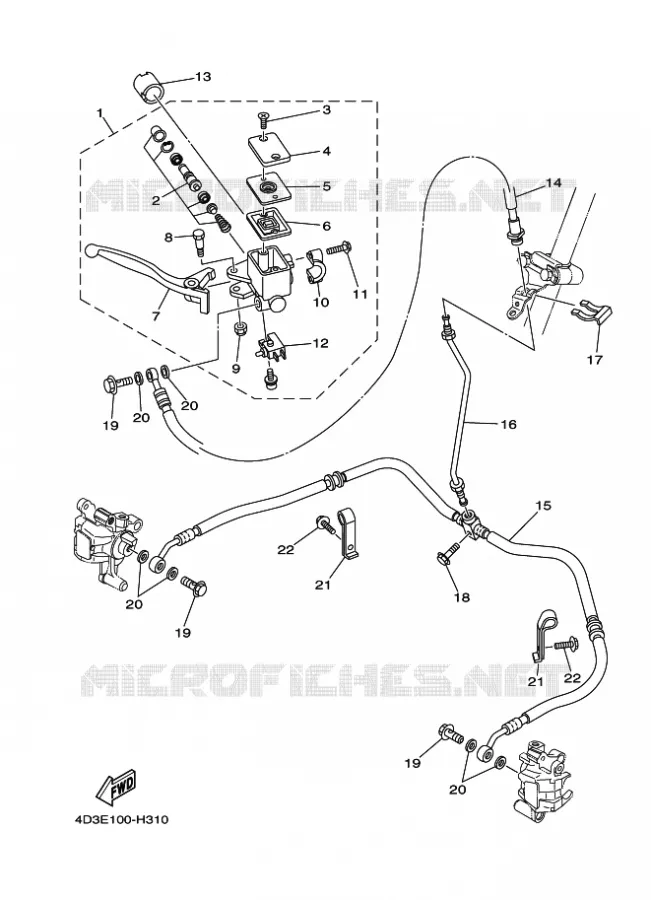 MAITRE CYLINDRE DE FREIN AVANT Yamaha QUAD 250 2010 RAPTOR  YFM250R