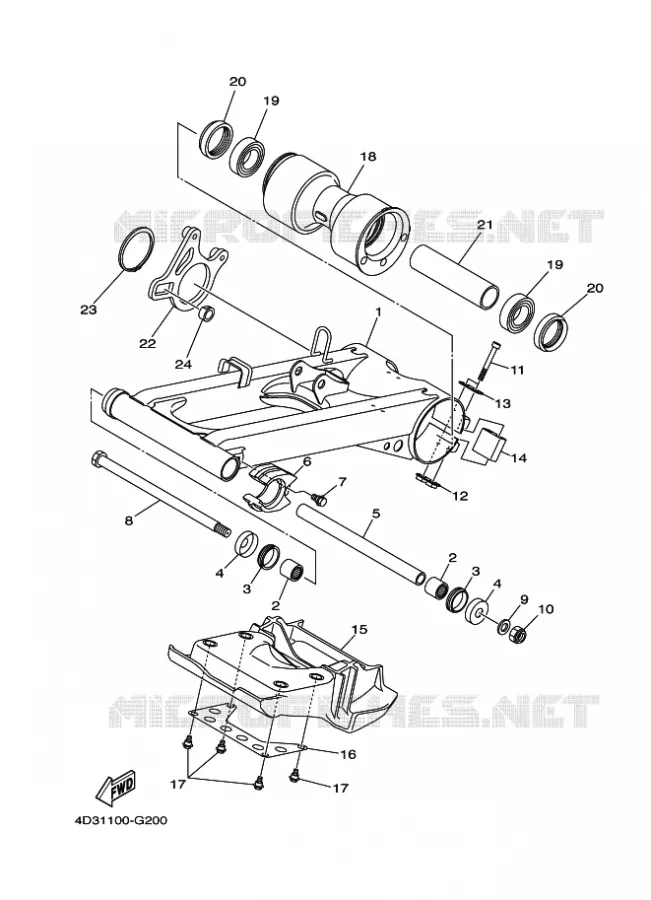 BRAS ARRIERE Yamaha QUAD 250 2011 RAPTOR  YFM250R