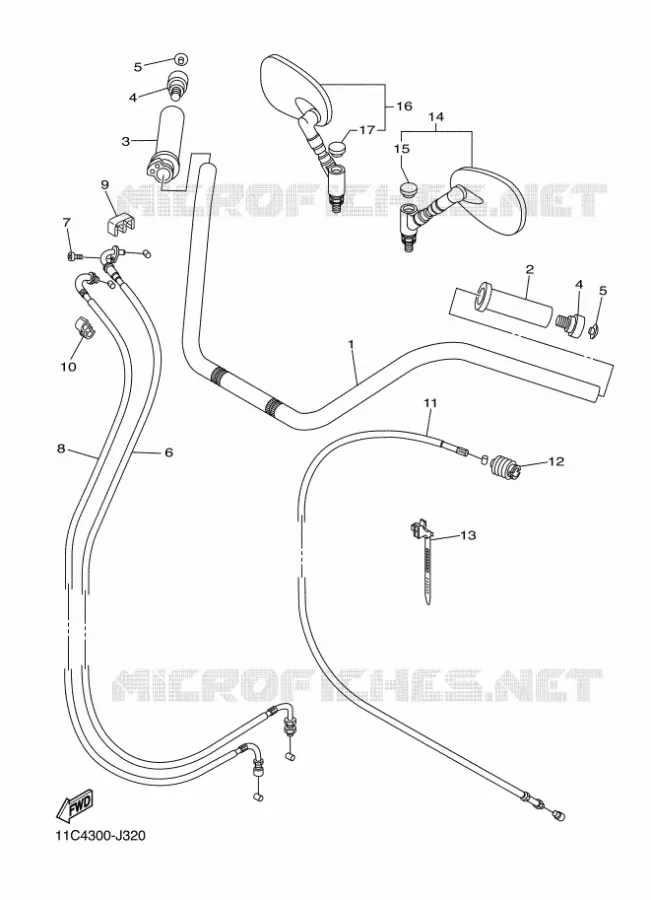 GUIDON ET CABLES Yamaha MOTO 1300 2014 MIDNIGHT STAR  XVS1300A
