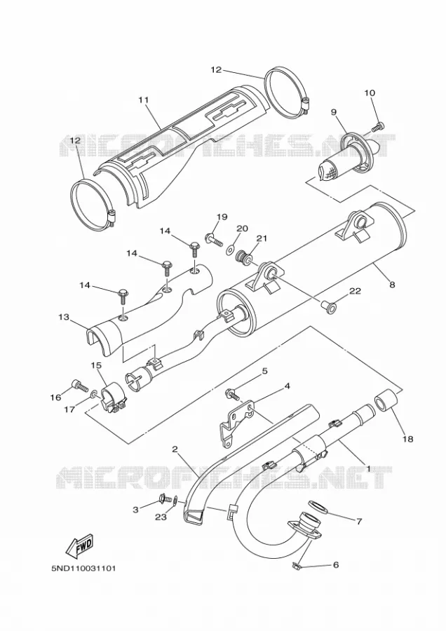 ECHAPPEMENT Yamaha QUAD 450 2012 GRIZZLY  YFM450FWAD
