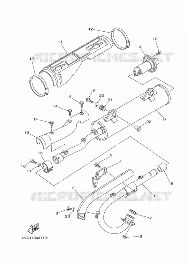 ECHAPPEMENT Yamaha QUAD 450 2012 GRIZZLY  YFM450FWAD