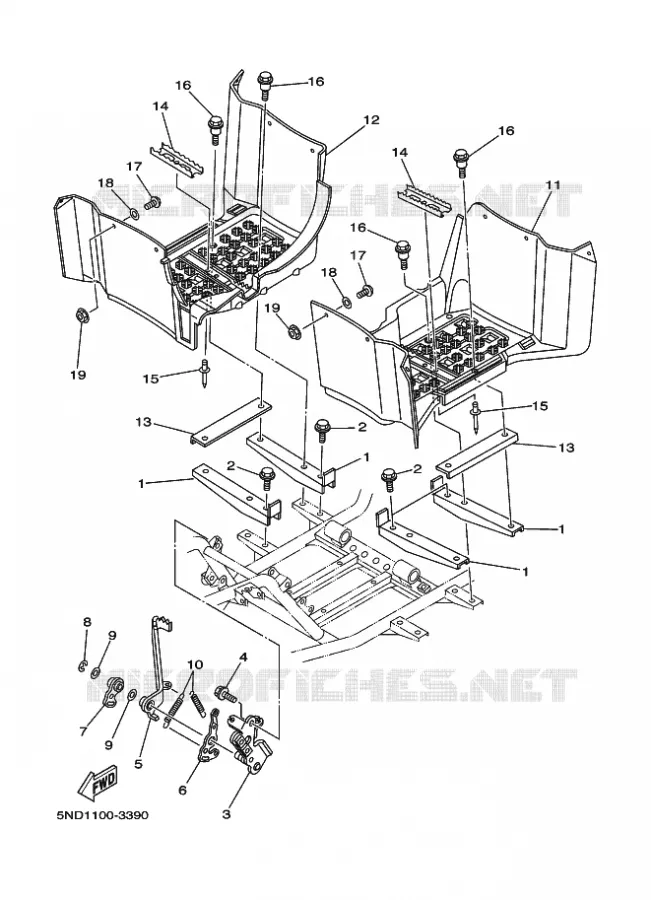 SUPPORT / REPOSE PIEDS Yamaha QUAD 450 2007 GRIZZLY  YFM450FWAN