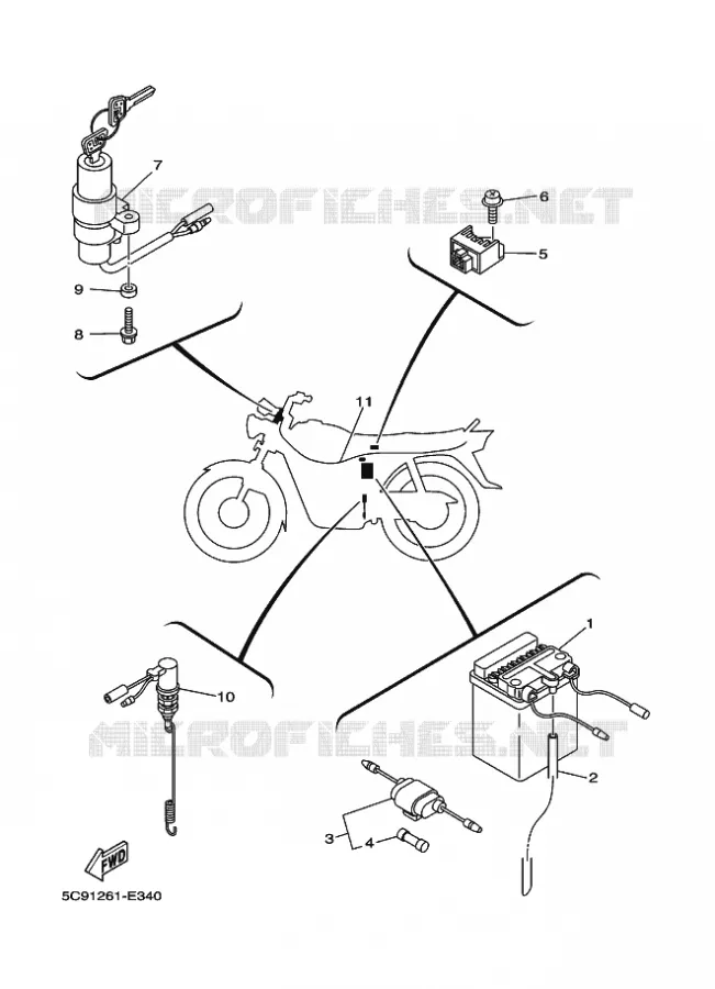 PARTIE ELECTRIQUE 1 Yamaha MOTO 110 2009 CRUX  YD110S