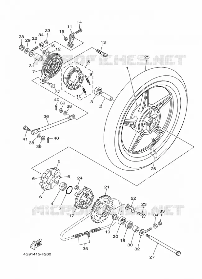 ROUE ARRIERE Yamaha SCOOTER 110 2014 CRYPTON  T110C