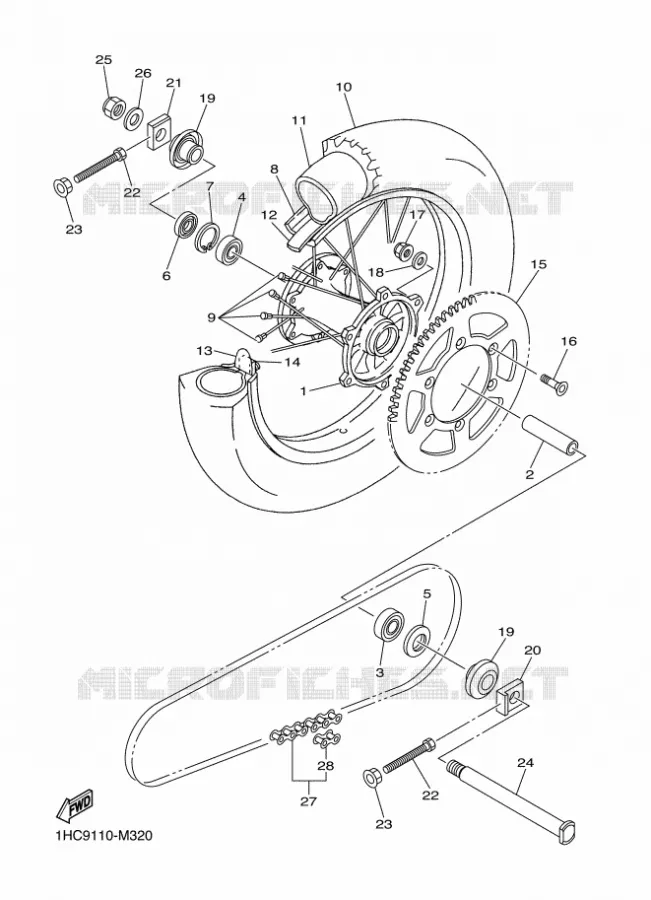 ROUE ARRIERE Yamaha MOTO 250 2014 WRF  WR250F