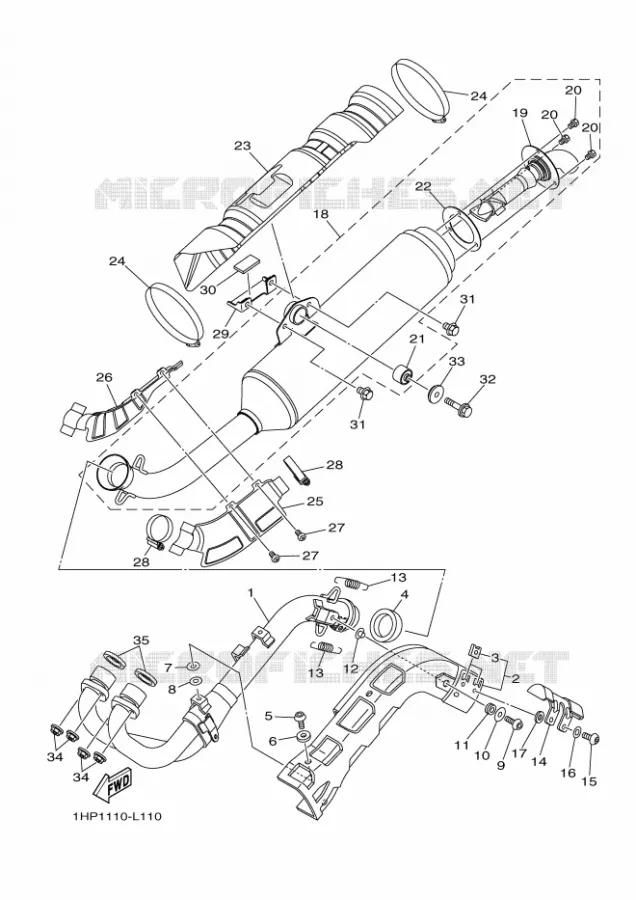 ECHAPPEMENT Yamaha QUAD 700 2012 GRIZZLY  YFM700FWADYFM7FGPB