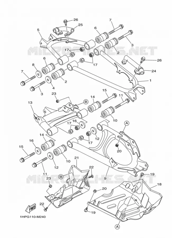 BRAS ARRIERE Yamaha QUAD 700 2013 GRIZZLY  YFM700FWADYFM7FGPSED