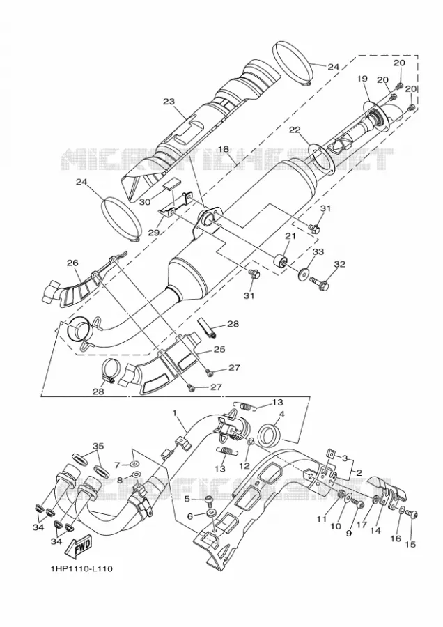 ECHAPPEMENT Yamaha QUAD 700 2013 GRIZZLY  YFM700FWADYFM7FGPLED
