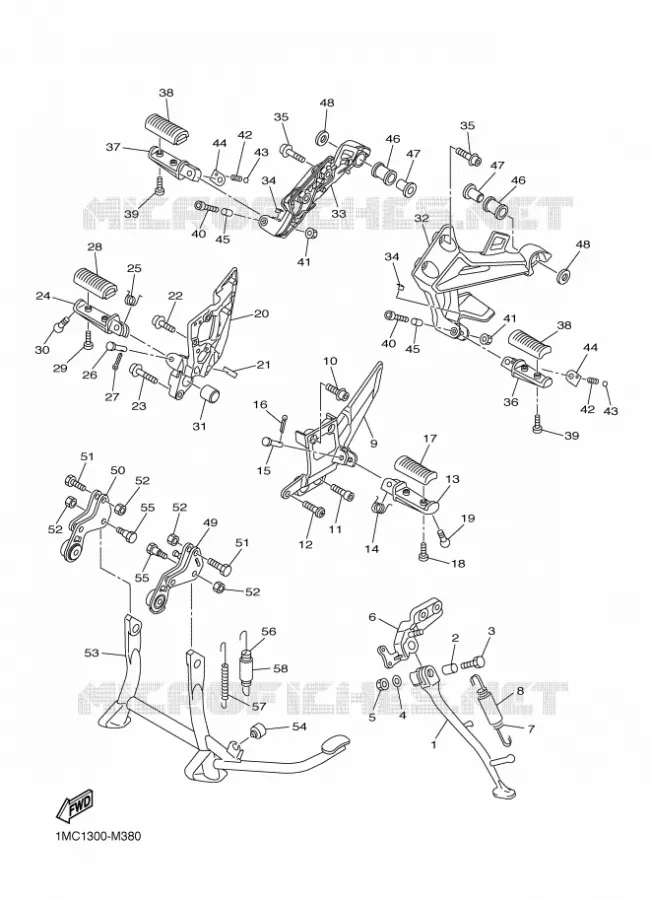 SUPPORT / REPOSE PIEDS Yamaha MOTO 1300 2014 FJR  FJR1300A