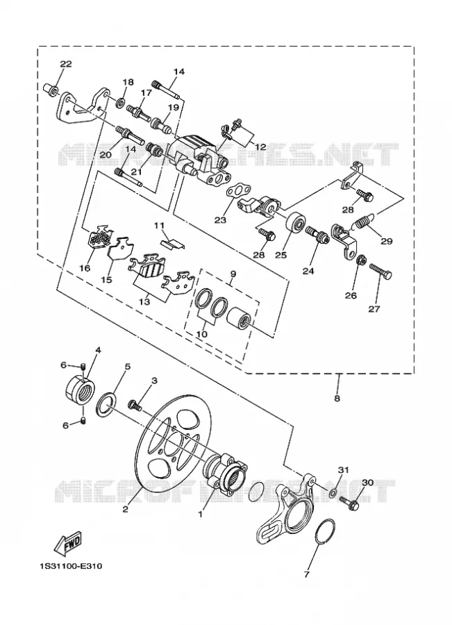 ETRIER DE FREIN ARRIERE Yamaha QUAD 700 2006 RAPTOR  YFM700RYFM700RV