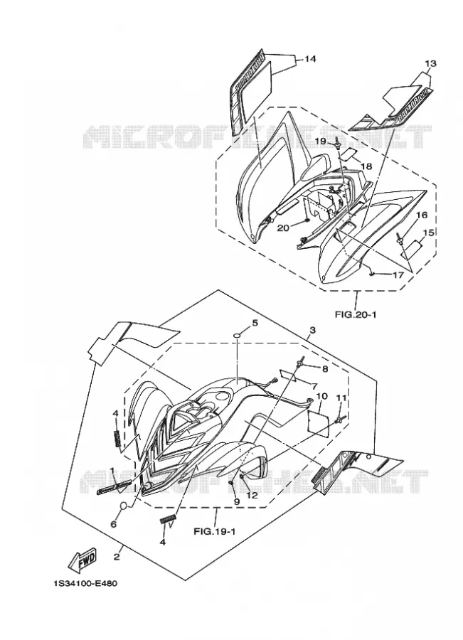 EMBLEME / ETIQUETTE 4 Yamaha QUAD 700 2006 RAPTOR  YFM700RYFM700RV