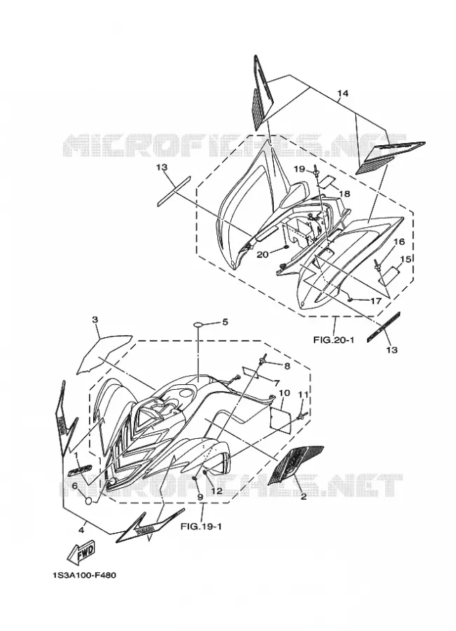 EMBLEME / ETIQUETTE 4 Yamaha QUAD 700 2007 RAPTOR  YFM700RYFM70RW