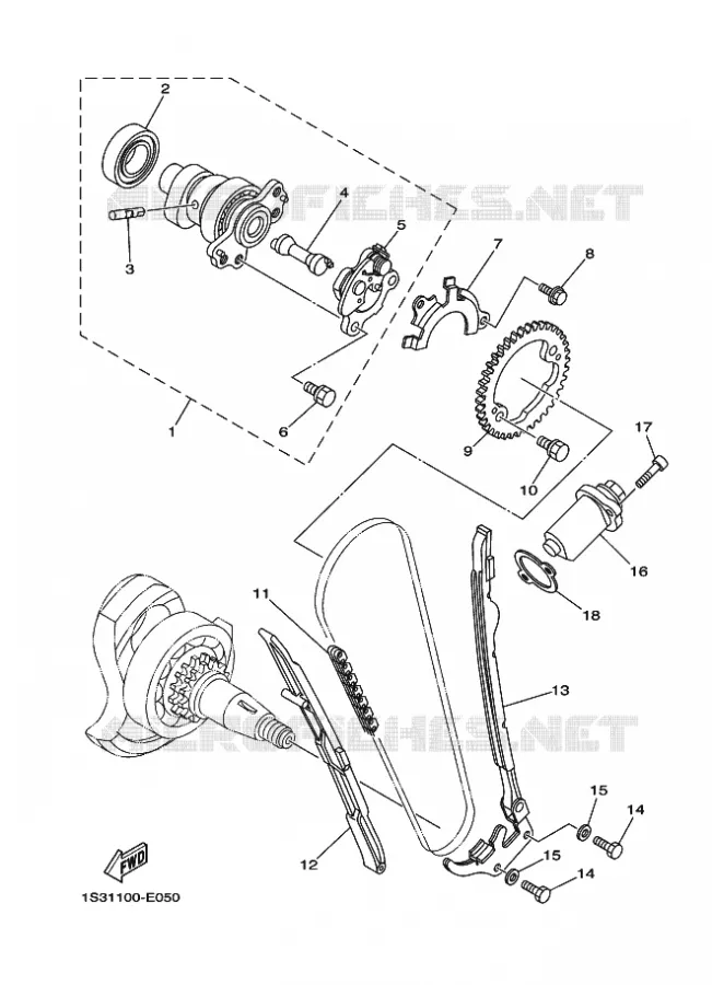 ARBRE A CAMES / CHAINE DE DISTRIBUTION Yamaha QUAD 700 2008 RAPTOR  YFM700R
