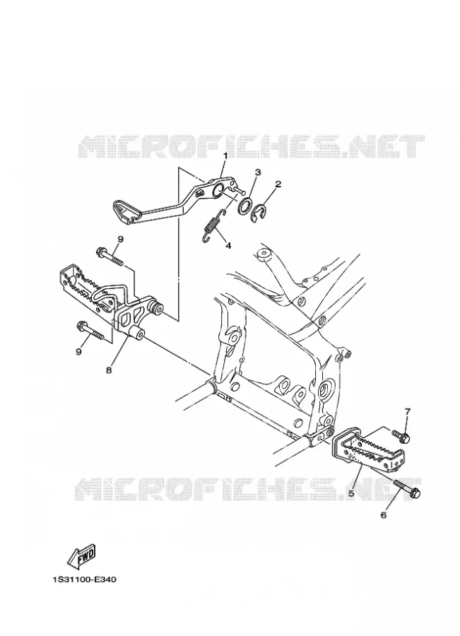 SUPPORT / REPOSE PIEDS Yamaha QUAD 700 2008 RAPTOR  YFM700R