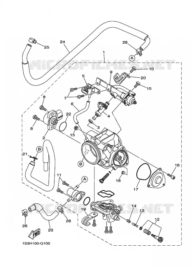 BOITIER PAPILLON INJECTION Yamaha QUAD 700 2009 RAPTOR  YFM700RYFM70RY
