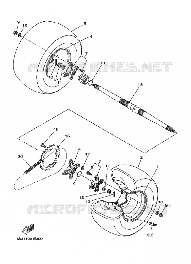 ROUE ARRIERE Yamaha QUAD 700 2009 RAPTOR  YFM700RYFM70RY