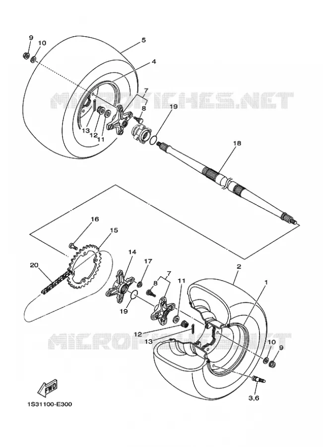 ROUE ARRIERE Yamaha QUAD 700 2009 RAPTOR  YFM700RYFM70RY