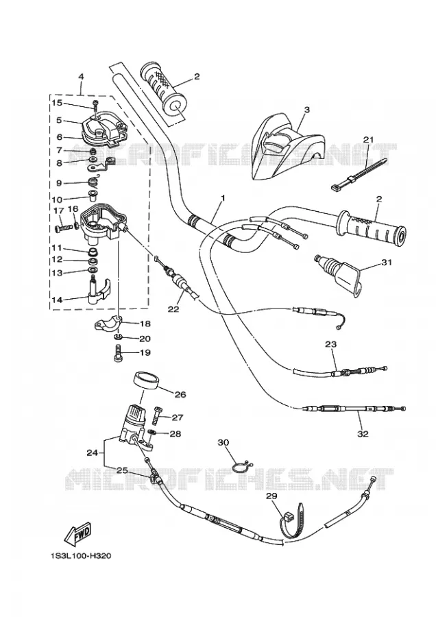 GUIDON ET CABLES Yamaha QUAD 700 2009 RAPTOR  YFM700RYFM70RY